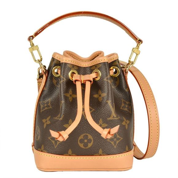 Louis Vuitton Nano Noe Shoulder Bag Monogram Canvas M81266 Brown RFID Handbag... - Picture 1 of 8